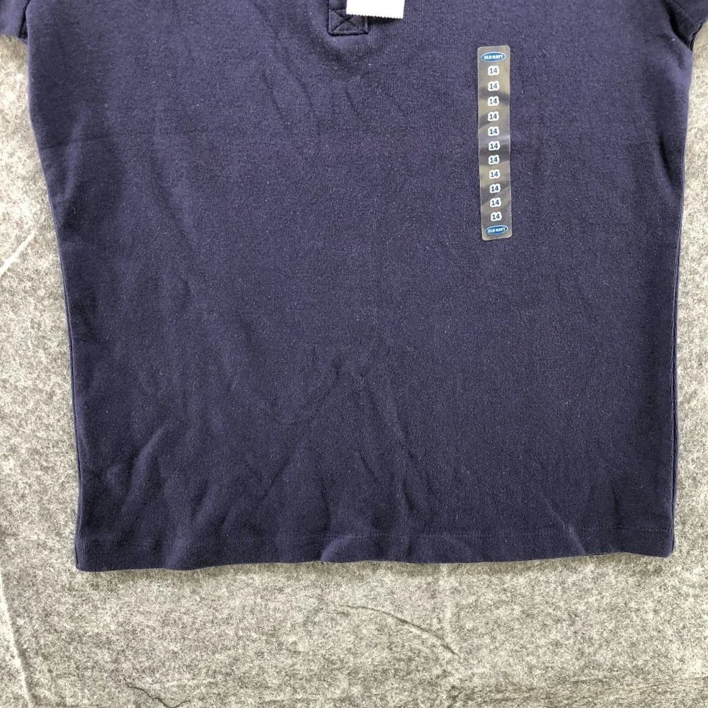 NWT Old Navy Girls Size 14‎ Polo Shirt Navy Blue Short Sleeve Cotton School